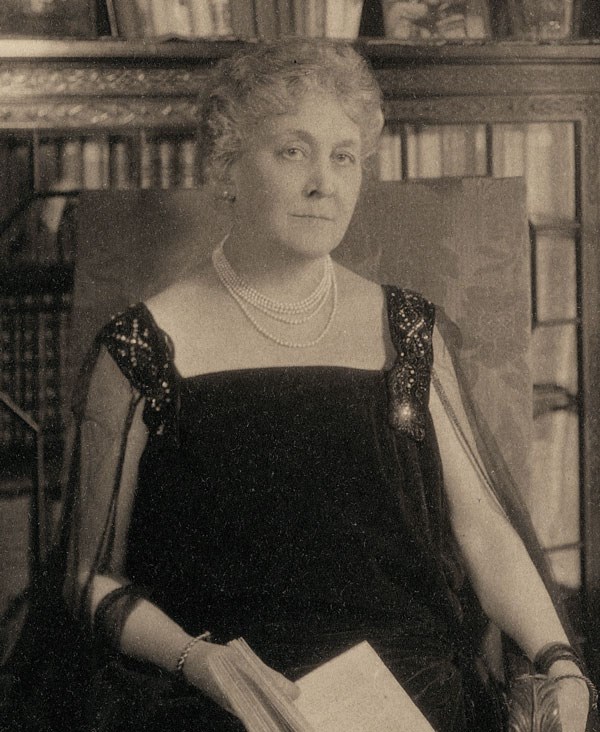 A formal photographic portrait of Sara Roosevelt seated in a chair.