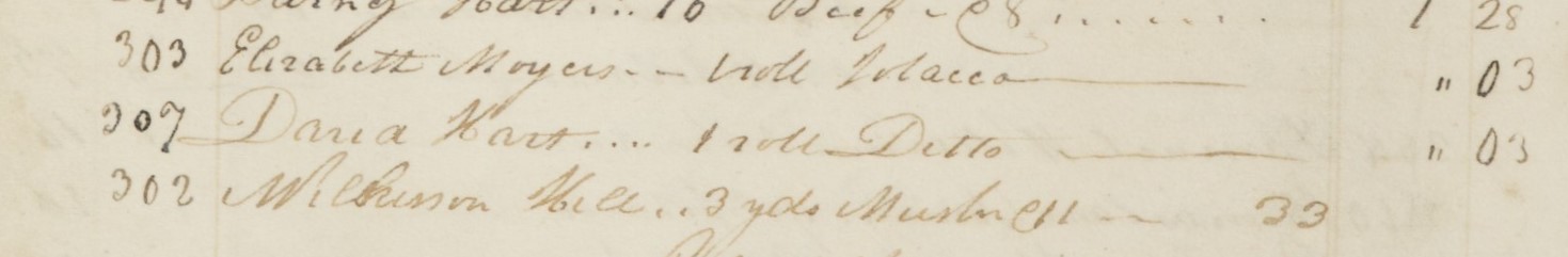 Hopewell Furnace ledger from 1832 showing David Hart’s name.