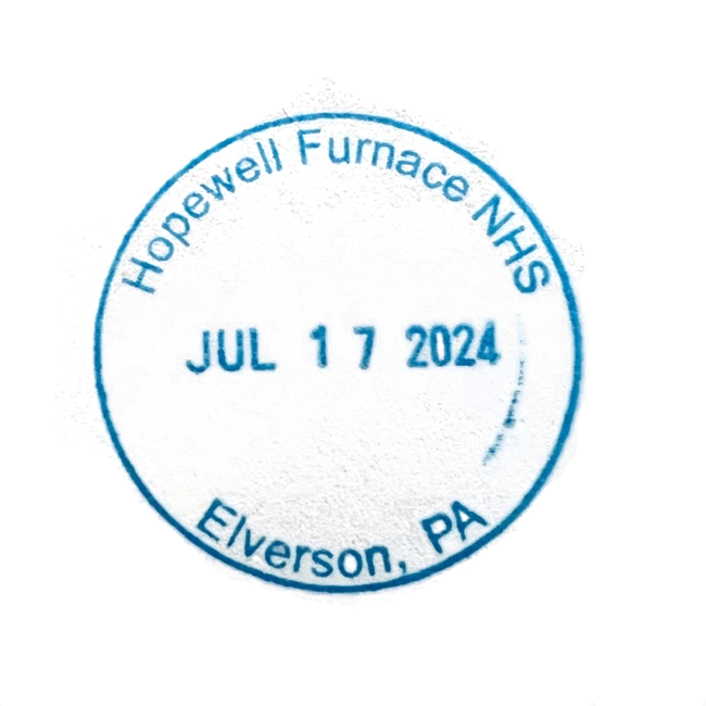 Hopewell Furnace Circle Passport Stamp with July 17 2024 date