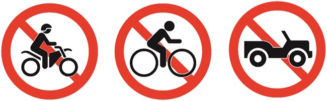 map icon showing No Bikes, No motorized Bikes, and no vehicles