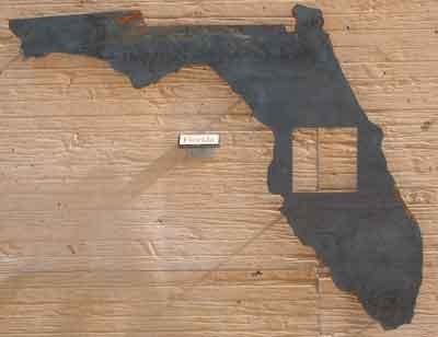 Florida with a cutout showing the amount of homesteaded land