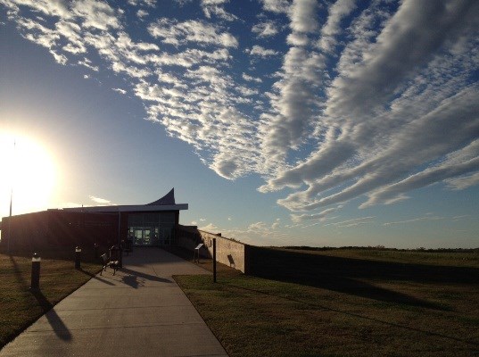 Heritage Center under a striking sky.