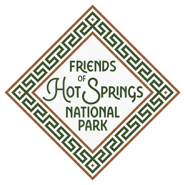 A logo that says Friends of Hot Springs national Park with a background tile pattern
