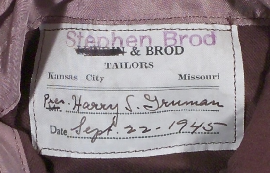 Label on inside pocket of jacket.