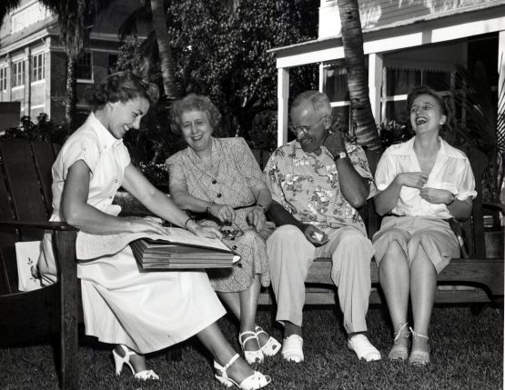 Truman family is interviewed by a census taker, April 1950.