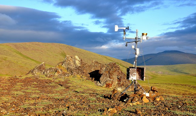 A weather station at Howard Pass.