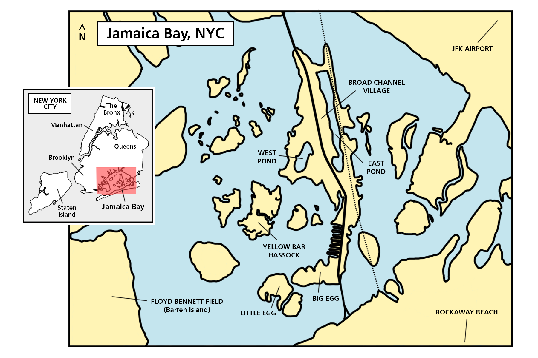 Map of Jamaica Bay in the southeast of New York City