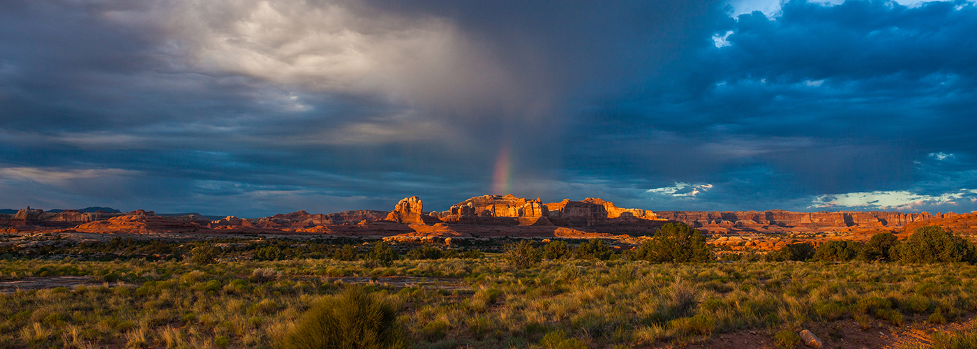 Storm clouds and sunrise over The Needles.