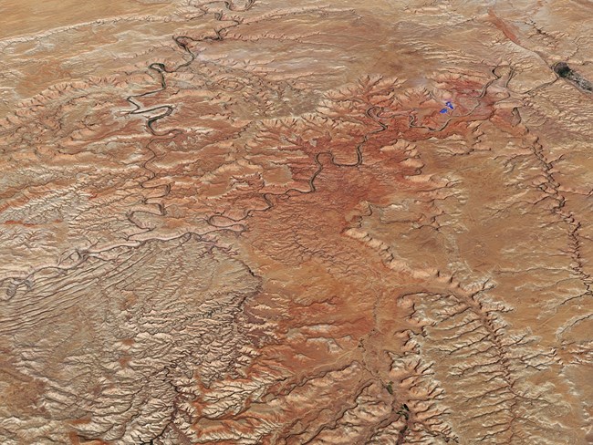 Satellite image of confluence of Green and Colorado rivers, Canyonlands National Park