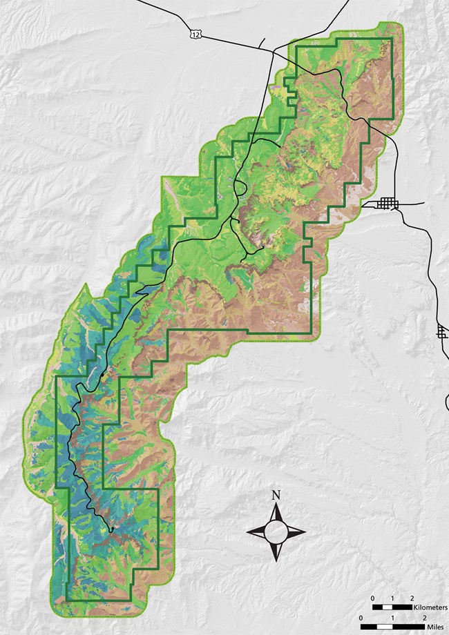 Map of Bryce Canyon NP with GIS vegetation layers