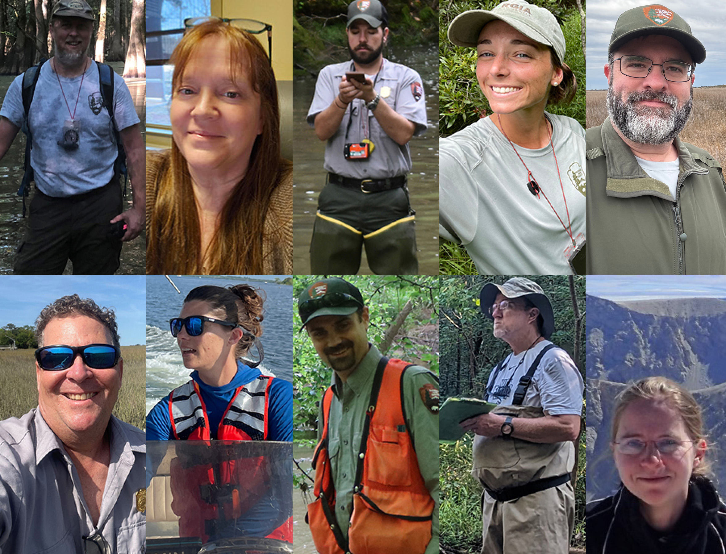 Collage of fieldwork photos wioth faces prominent in each
