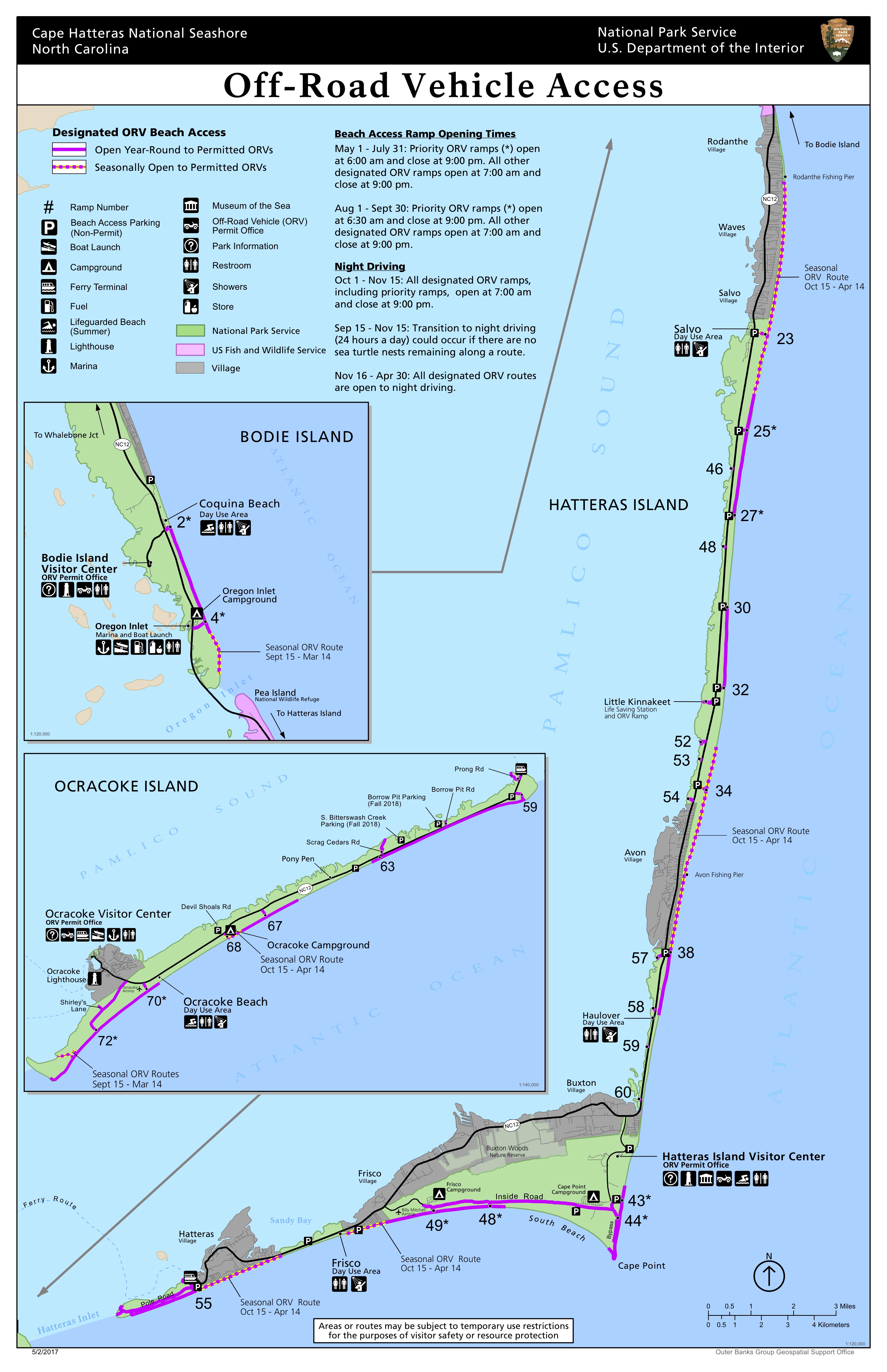 Cape Hatteras National Seashore Off-Road Vehicle Map