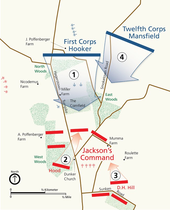 Map of fighting in the Cornfield