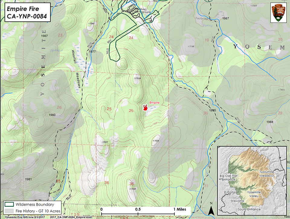 Map showing Empire location in Yosemite