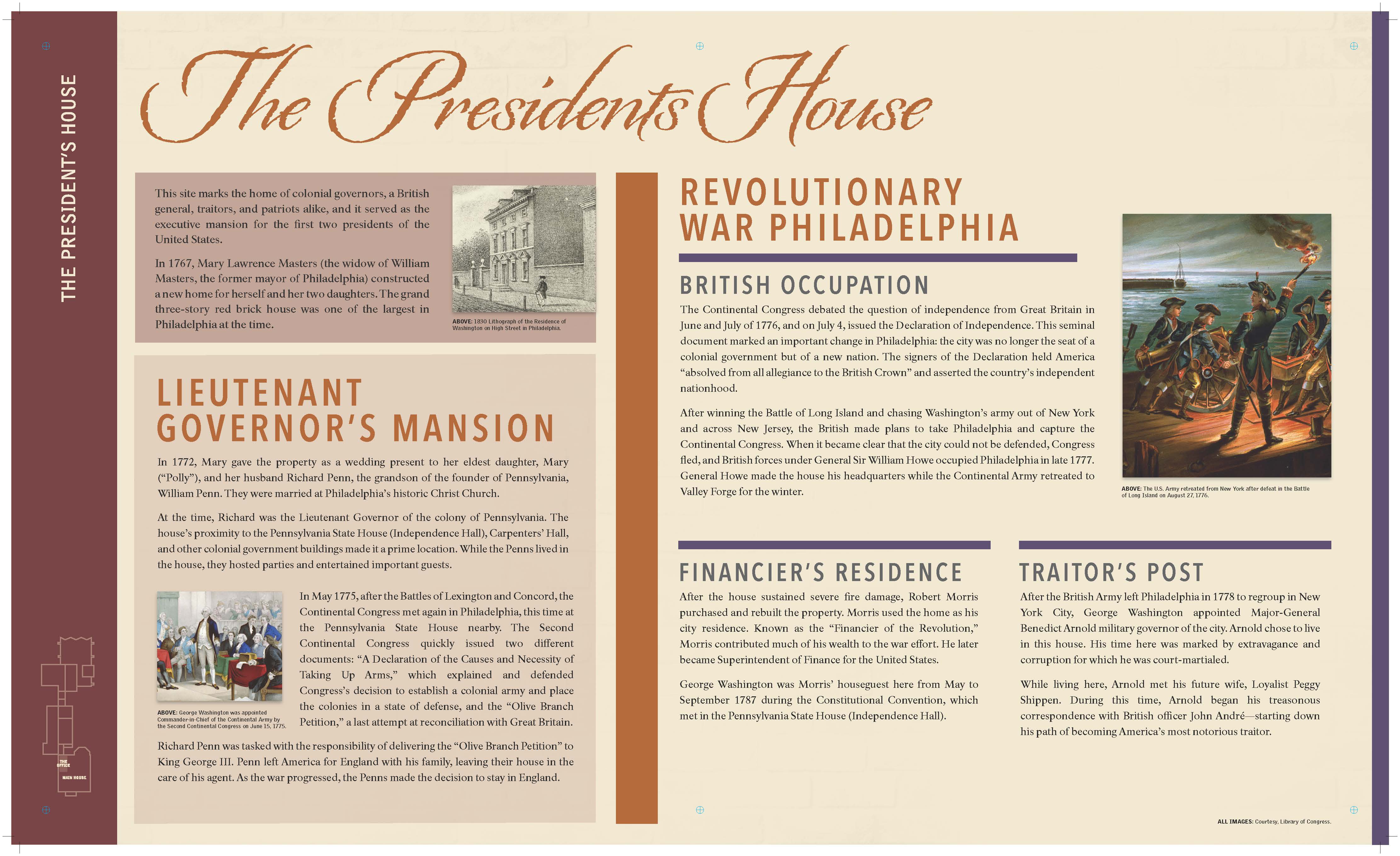 Exhibit panel titled The President's House. See below for full panel text. Exhibit panel titled The President's House. See below for full panel text.