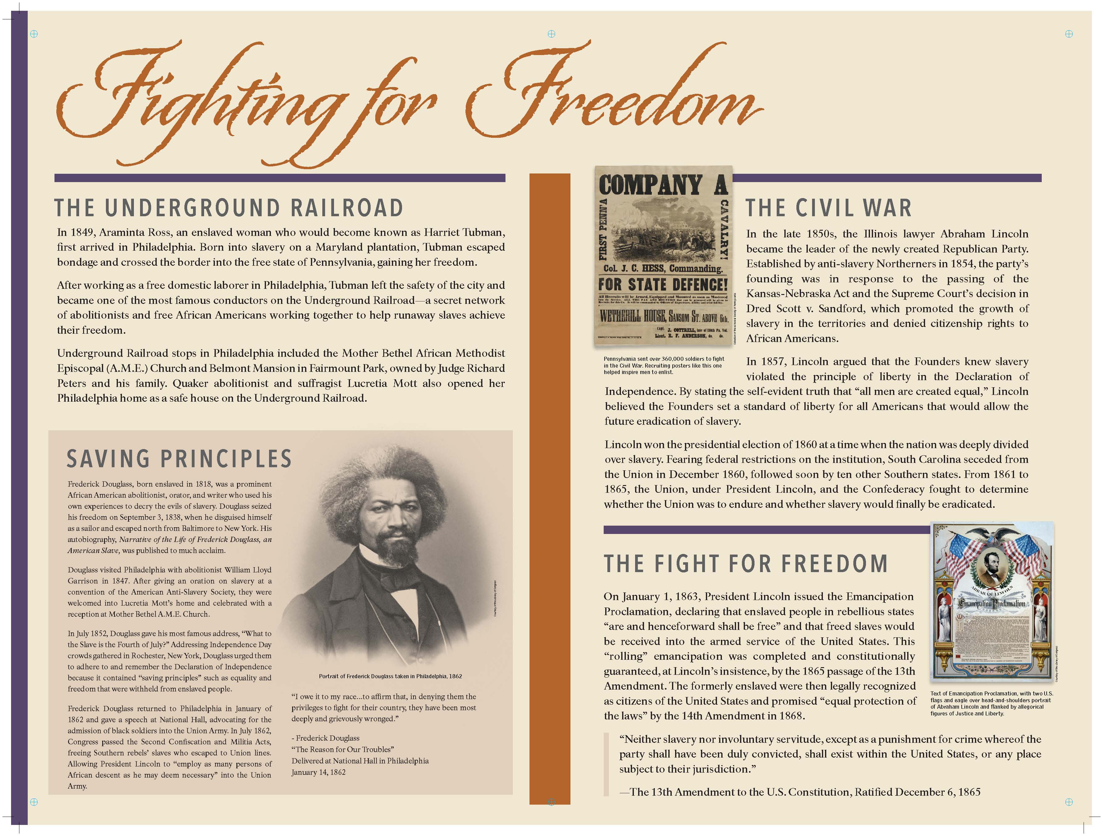 Exhibit panel titled Fighting for Freedom. See below for full panel text. Exhibit panel titled Fighting for Freedom. See below for full panel text.