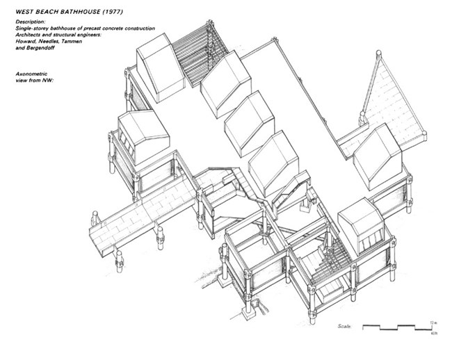 Architectural drawing of the West Beach Bath House.