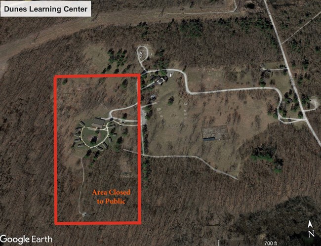 Aerial Photo of Public Closure Area: Dunes Learning Center