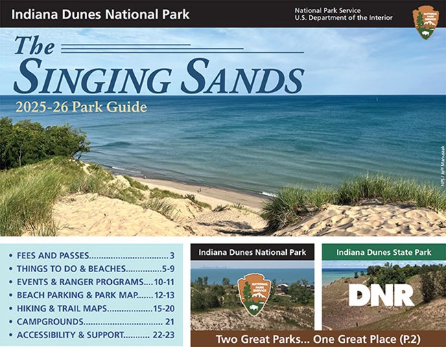 Cover of the 2025-26 Indiana Dunes National Park Guide and Newspaper.