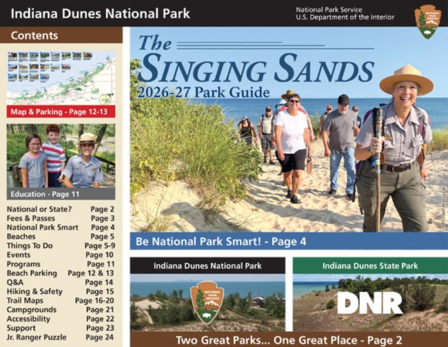 Cover of the 2026-27 Indiana Dunes National Park Guide and Newspaper.
