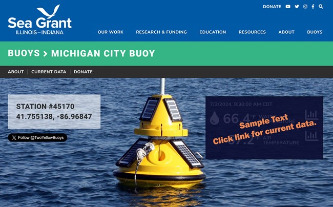 Illinois-Indiana Sea Grant website with weather information.