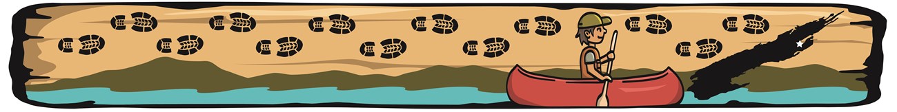A graphic banner of a person canoeing. A map of Isle Royale is on the right.