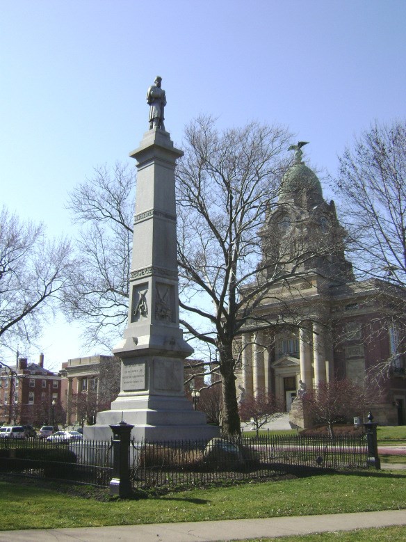 a stone structure honoring the men who fought in the Civil War from Lake County, Ohio