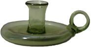 Green glass dish candleholder