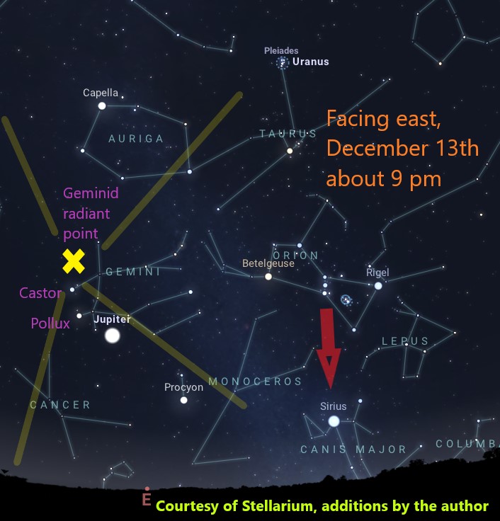 east map Map of the sky, with white dots on a dark background.
