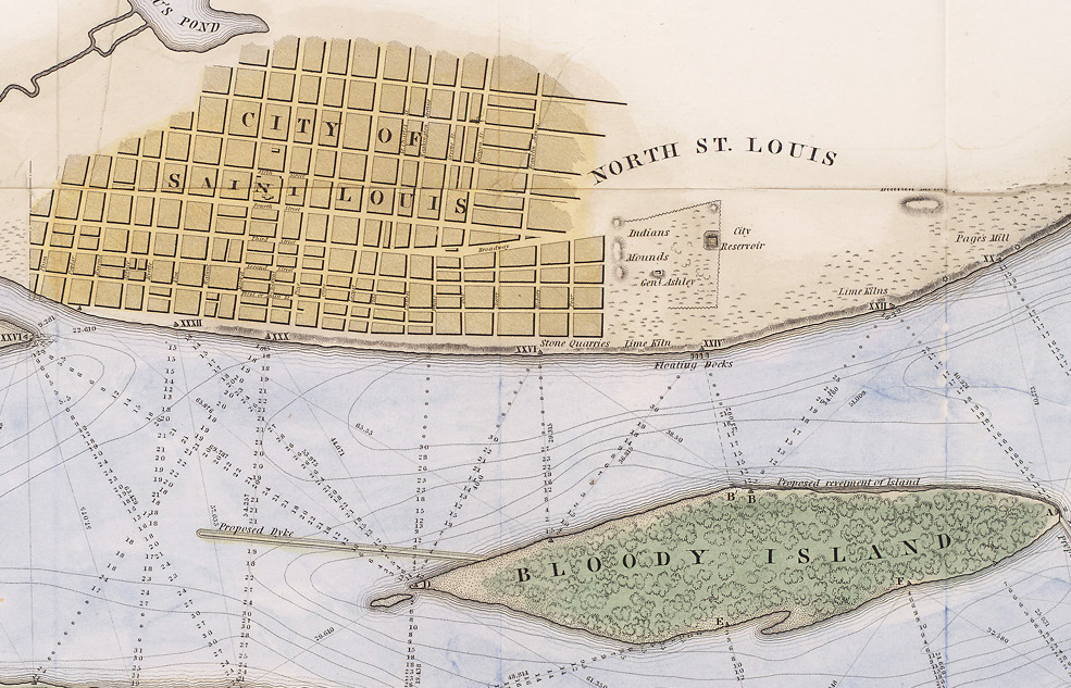 close up of the city of st. louis from the map