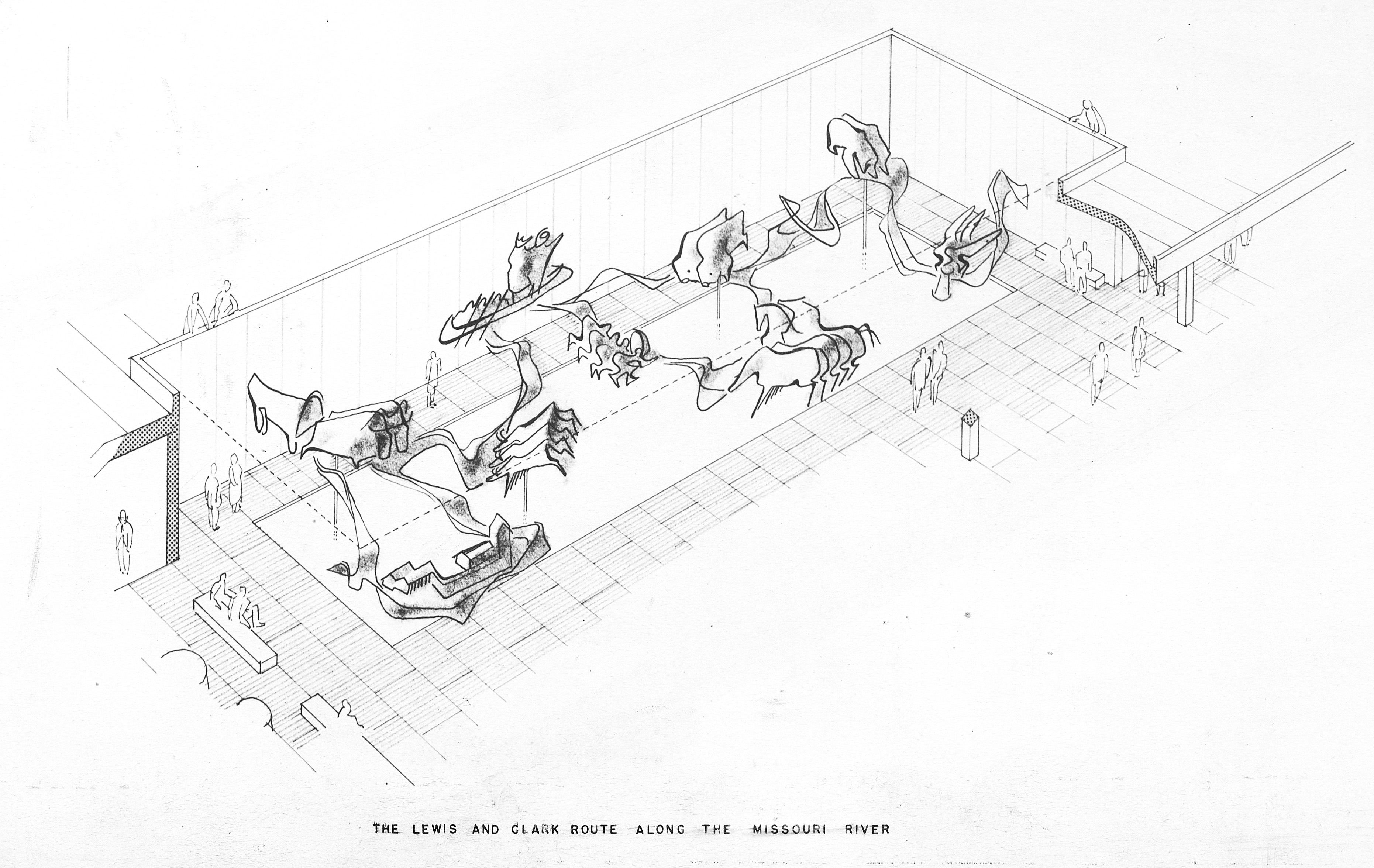 Sketch of sculptures from the architectural competition submission 