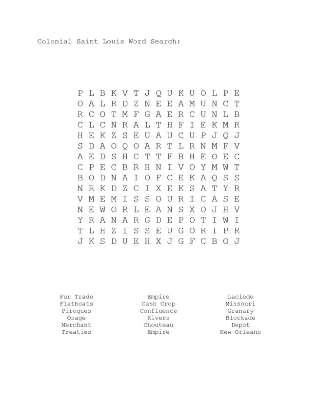 Colonial STL Word Search