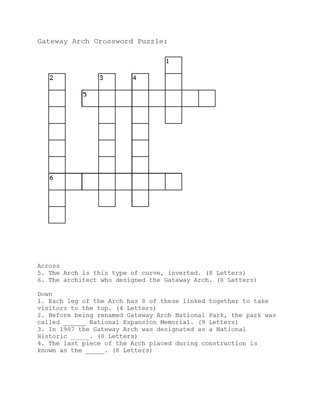 Gateway Arch Crossword Puzzle