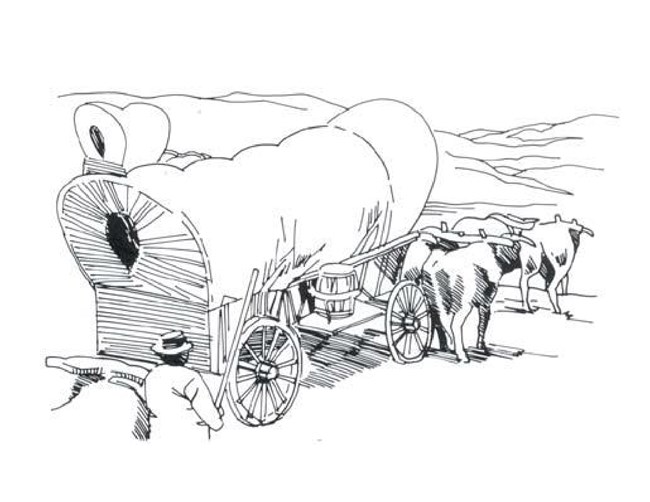 Oregon Trail Coloring Page of Covered Wagon