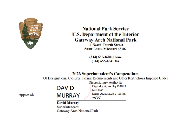 A screen grab of a digital signature by NPS Superintendent David Murray