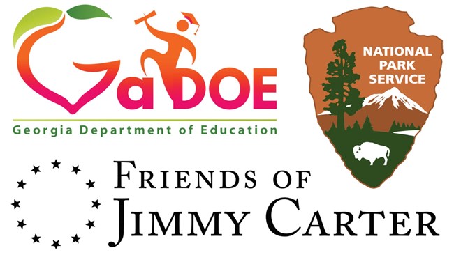 Georgia Department of Education logo, Friends of Jimmy Carter logo, National Park Service logo