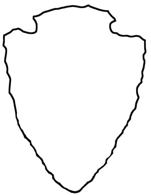 black and white drawing of an outline of an arrowhead