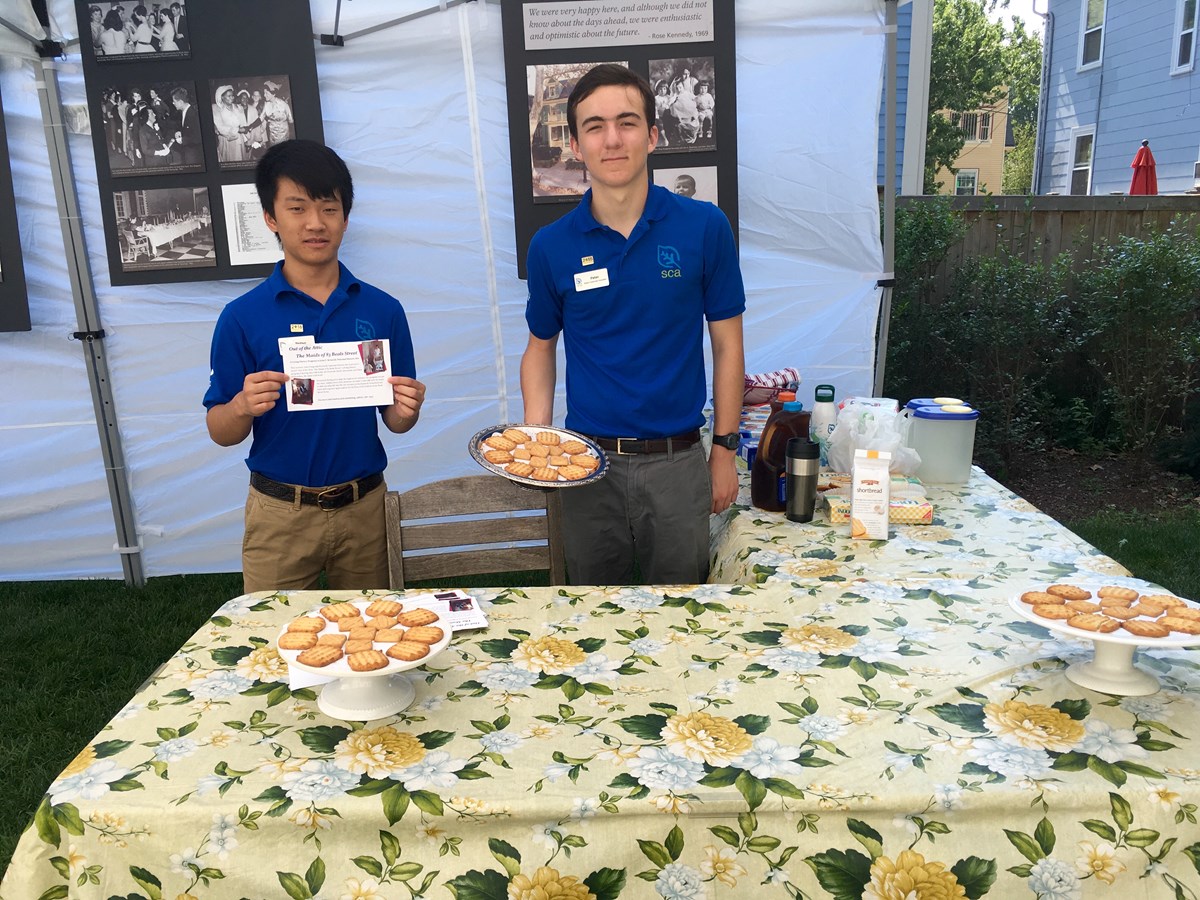 High school interns serve cookies