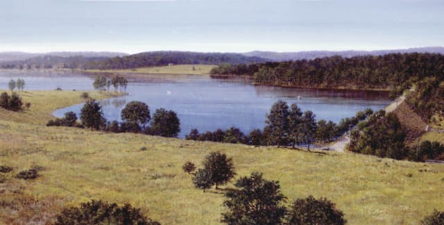 Lake Conemaugh as it appeared in the summer of 1888 or spring 1889 as viewed from the Unger House area.