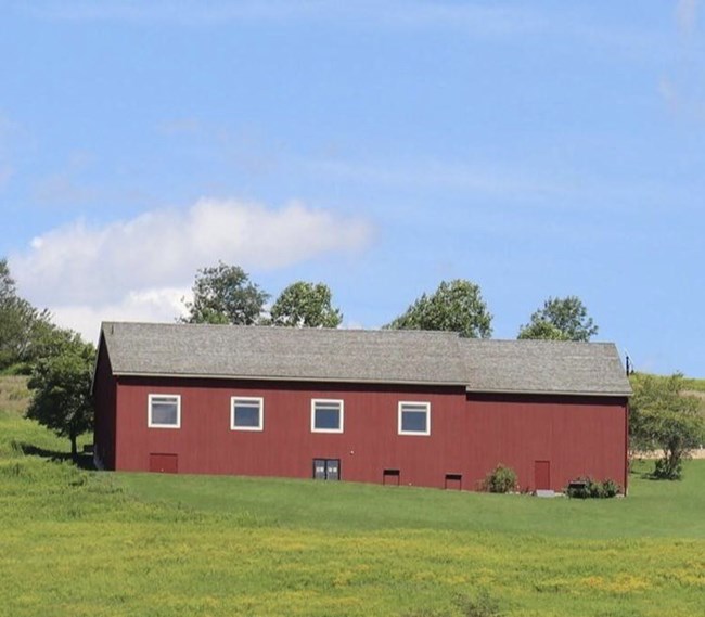 The visitor center looks like the red barn that originally sat in this location.