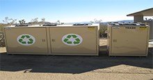 new, ADA-compliant recycling and trash bins