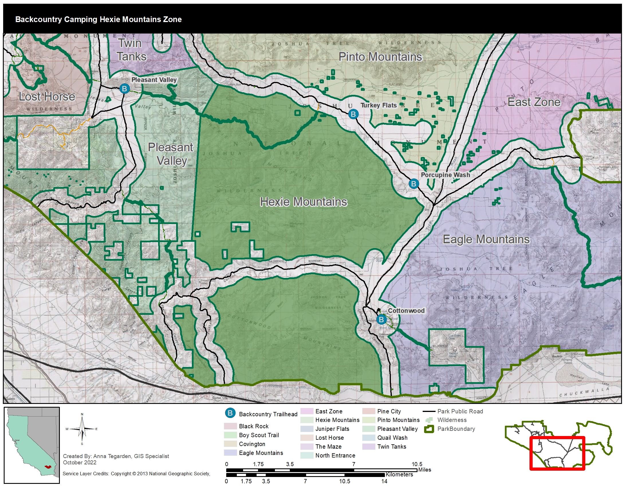 A map of the hexie mountain backcountry camping zone