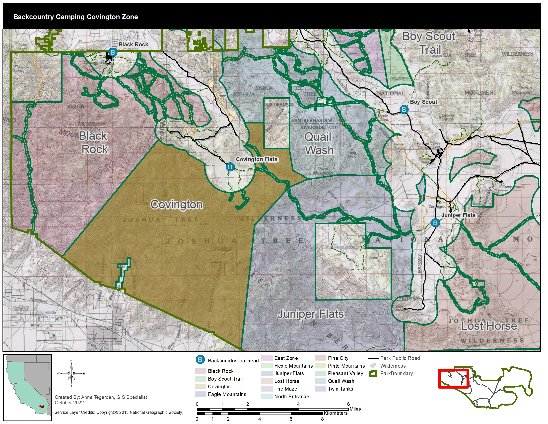 A map of the covington backcountry zone