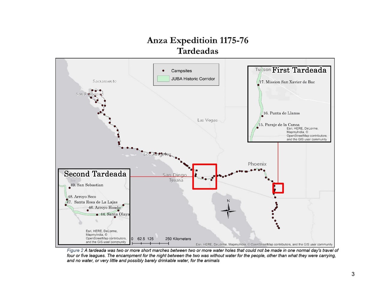 Map of Anza Expedition 1175-76 Tardeadas