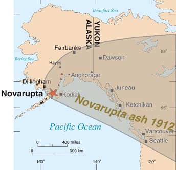 Ash distribution from the 1912 eruption of Novarupta