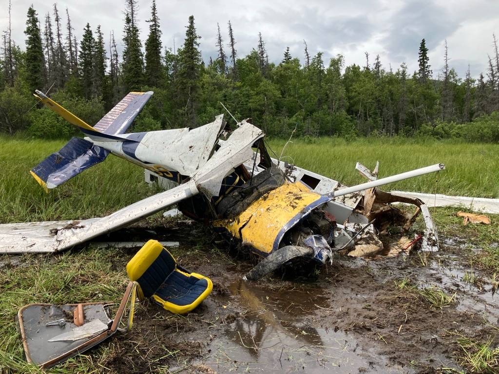 Wreckage of Cessna aircraft at Brooks Camp
