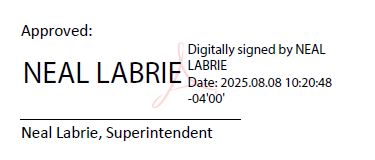 An image of the superintendent's signature