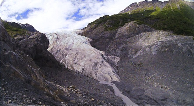View of Exit Glacier from it's toe, or terminus. 