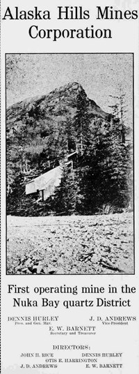 Alaska Hills Mines Corporation 1925 article