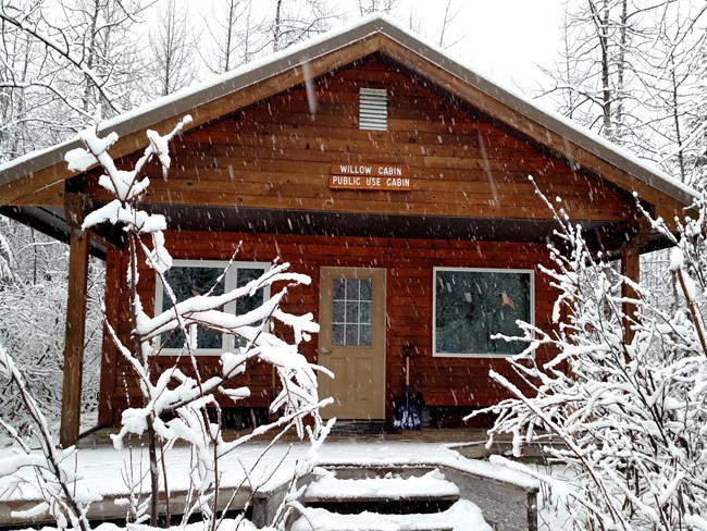 A cabin in snow